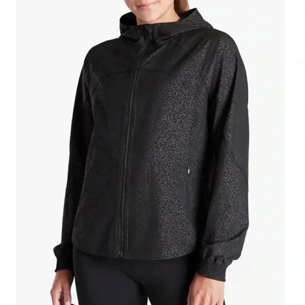ATHLETA Racer Running Free Jacket Printed Black Cosmos Hooded Running M
